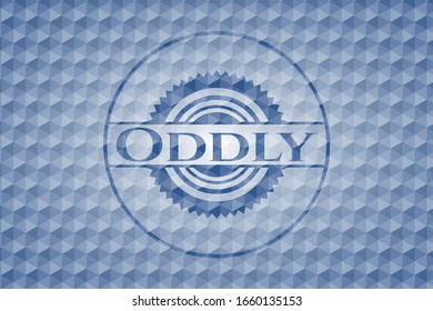 Seltsames blaues Emblem mit geometrischem Hintergrund. Vektorillustration Illustration. Detaillierte Angaben.
