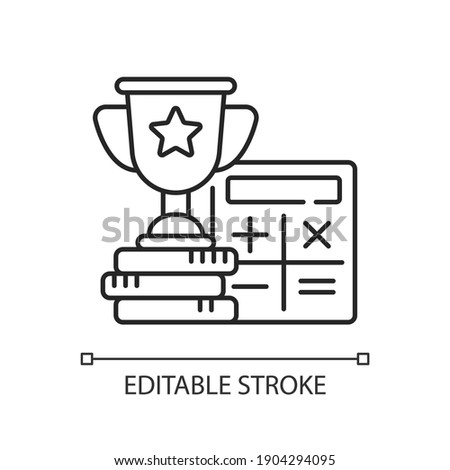 Odds calculator linear icon. Betting converter. Wagers profit. Calculating winnings. Thin line customizable illustration. Contour symbol. Vector isolated outline drawing. Editable stroke