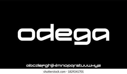 ODEGA, MODERN LOWERCASE FUTURISTIC FONT BRANDING VECTOR APHABET