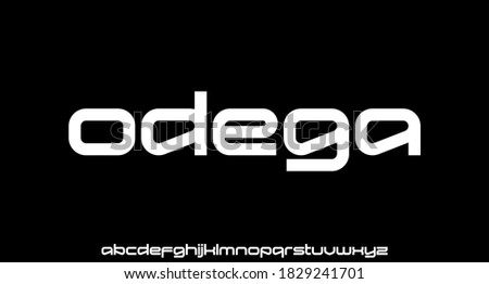 ODEGA, MODERN LOWERCASE FUTURISTIC FONT BRANDING VECTOR APHABET