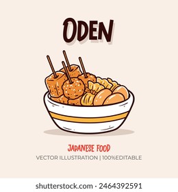 Ilustración vectorial de comida japonesa Oden