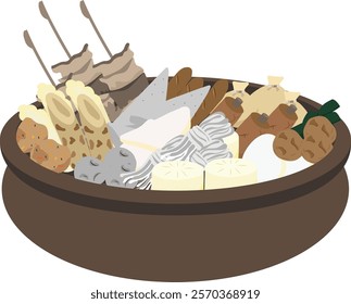 Oden it's Japanese food in winter illustration.