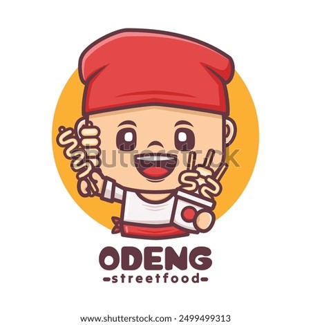 Odeng chef cartoon mascot. suitable for culinary businesses. brand logo, sticker, cartoon identity, sticker, icon, etc.