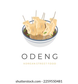 Odeng Eomuk Soup Vector Illustration Logo Served in a bowl