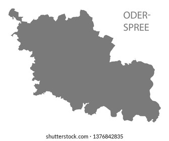 Oder-Spree grey county map of Brandenburg Germany