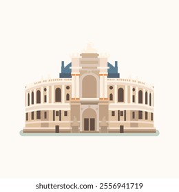 Odesa Opera and Ballet Theatre. Flat illustration