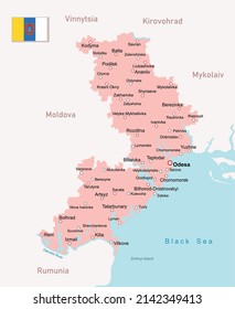 Odesa region map in Ukraine. Vector illustration