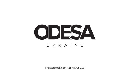 Odesa in the Ukraine emblem. The design features a geometric style, vector illustration with bold typography in a modern font. The graphic slogan lettering.