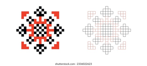 Odesa. Vector illustration of ukrainian folk ornament. Vyshyvanka. Traditional geometric ornament from Eastern Europe on a white background. For tablecloth, dress, skirt, textile design.Ukrainian