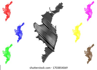 Odessa City (Ukraine) map vector illustration, scribble sketch City of Odesa map