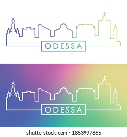 Odessa skyline. Colorful linear style. Editable vector file.