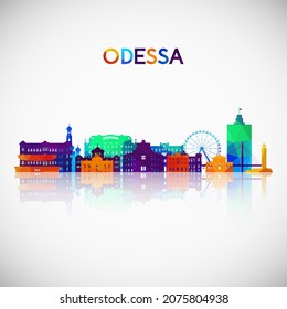 Odessa skyline silhouette in colorful geometric style. Symbol for your design. Vector illustration.