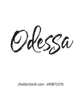 odessa, text design. Vector calligraphy. Typography poster. Usable as background.