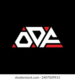 ODF triangle letter logo design with triangle shape. ODF triangle logo design monogram. ODF triangle vector logo template with red color. ODF triangular logo Simple, Elegant, and Luxurious design.