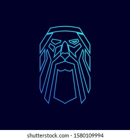 Odin Logo Design Legendary God Mascot Vector. Line Art King of Asgard Face Illustration Template Best for Print on Demand Idea