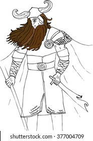 Odin- scandinavian god. Sketch.