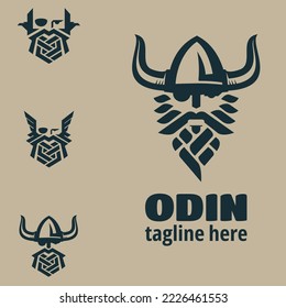 Odin the Viking God modern symbol vector illustration. this concept also combining the ravens as the part of the Odin symbol