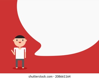 Odinary man with white bubble quote