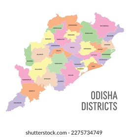 Odisha district map vector illustration