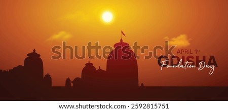 Odisha Foundation Day 1st  April temple in sunset vector poster