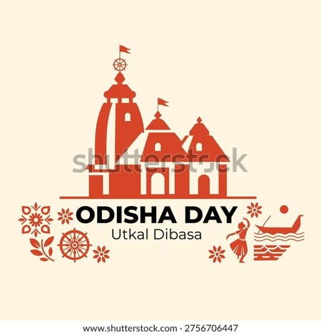 Odisha Foundation Day, April 01 Social Media Minimalistic Post Vector Art