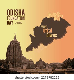 Día de la Fundación Odisha, Utkal Diwas 1 de abril, Puri, Bhubaneswar, odissi
Plantilla de vector de publicación de medios sociales
