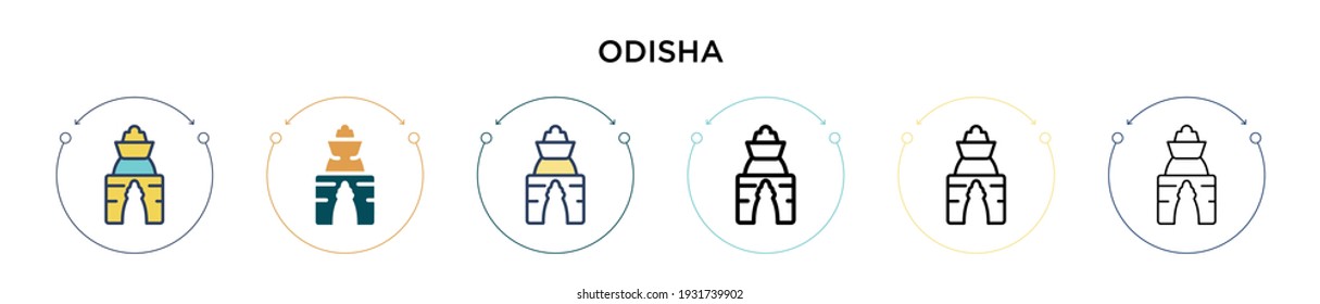 Odisha icon in filled, thin line, outline and stroke style. Vector illustration of two colored and black odisha vector icons designs can be used for mobile, ui, web