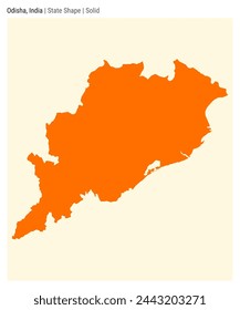 Odisha, India. Simple vector map. State shape. Solid style. Border of Odisha. Vector illustration.