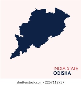 odisha, India, vector map,  High detailed silhouette illustration. Map of odisha, Solid Map of Indian State odisha, Map of odisha with Colour.