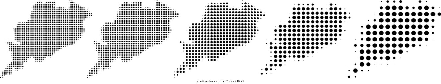 Meio-tom Odisha Map em diferentes tamanhos.eps
