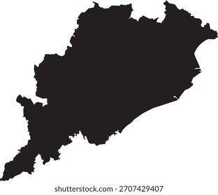 Odisha Map Silhouette Isolated State of India