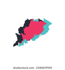 Mapa de Orissa - Mapa mundial de la plantilla de vectores internacionales. Ilustración vectorial de silueta de la región de la India