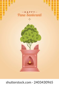 odisha new year Pana Sankranti greeting design with festive elements