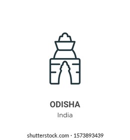 Odisha outline vector icon. Thin line black odisha icon, flat vector simple element illustration from editable india concept isolated on white background