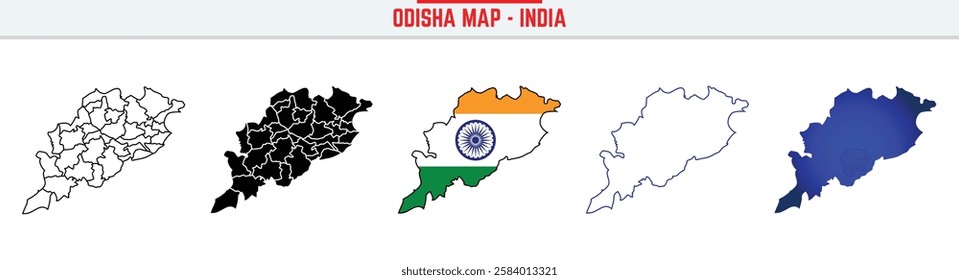 Odisha, State, OD Outline Icon – India Map Silhouette Vector. India map editable stroke outline icon