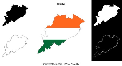 Odisha state outline map set