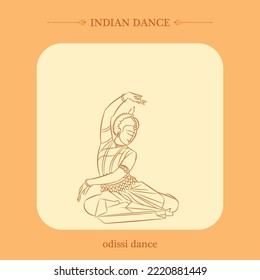 ilustración vectorial de línea de baile odissi