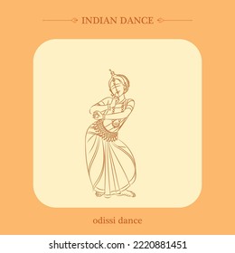 ilustración vectorial de línea de baile odissi