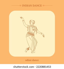 ilustración vectorial de línea de baile odissi