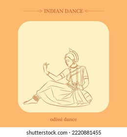 ilustración vectorial de línea de baile odissi