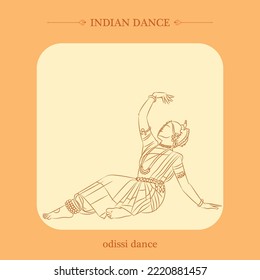 odissi dance line drawing vector illustration