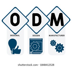 ODM - original design manufacturer acronym  business concept background. vector illustration concept with keywords and icons. lettering illustration with icons for web banner, flyer, landing page