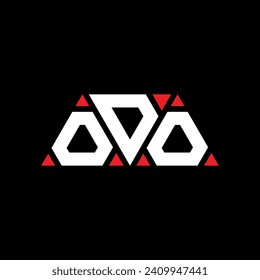 ODO triangle letter logo design with triangle shape. ODO triangle logo design monogram. ODO triangle vector logo template with red color. ODO triangular logo Simple, Elegant, and Luxurious design.