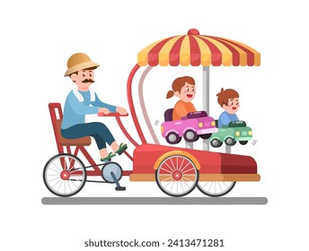 Odong-Odong Indonesian Traditional Kiddie Ride Cartoon illustration Vector