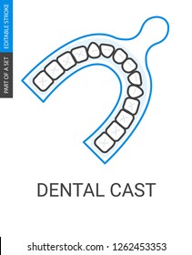 Odontic cast icon. Outline style image of dental cast 2020.