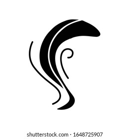 Odor black glyph icon. Bad smell. Perfume scent. Stink cloud, stench, gas. Fragrance curves. Smoke stream, fume swirls, evaporation. Silhouette symbol on white space. Vector isolated illustration