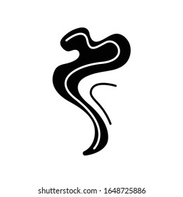 Odor black glyph icon. Perfume scent swirl. Good smell. Aroma air wave, fume. Evaporation. Aromatic fragrance flowing spirals. Silhouette symbol on white space. Vector isolated illustration