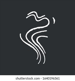 Odor chalk white icon on black background. Perfume scent swirl. Good smell. Aroma air wave, fume. Smoke puff, steam curl, evaporation. Aromatic fragrance. Isolated vector chalkboard illustration