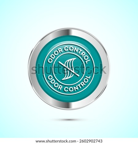 Odor control icon design illustration. Anti bad smell icon, Odor free label, Teal color round button design