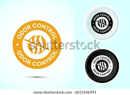 Odor control icon design illustration. Anti bad smell icon, Odor free label in color, black and white